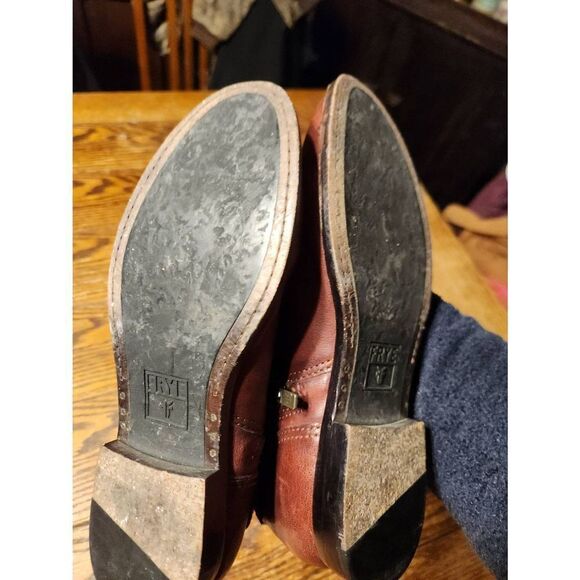 Frye | Anna Gore Brown Biker Buckle Boot Sz 6.5 - Picture 7 of 7
